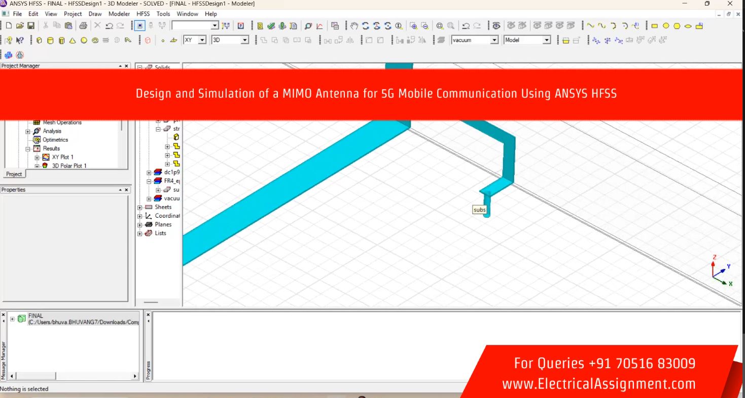 Design microstrip antenna Wilknson power divider using HFSS Ansys resonant at 2.1 Ghz screenshot 12